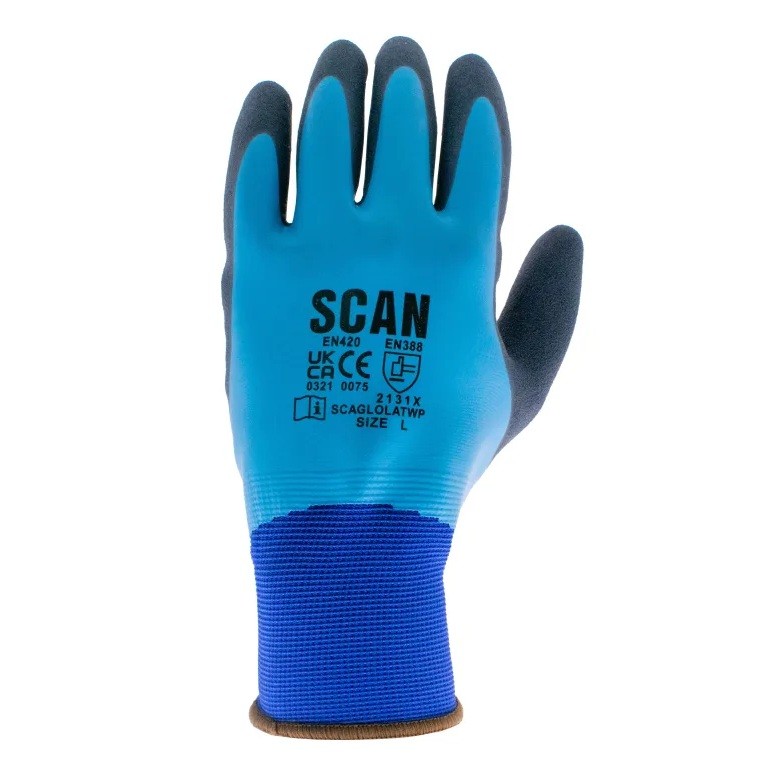 Scan Waterproof Latex Gloves - L (Size 9)