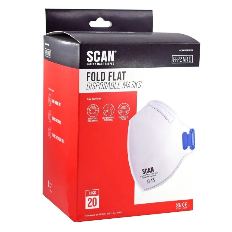 Scan Fold Flat Disposable Mask FFP2 Protection (Pack 20)