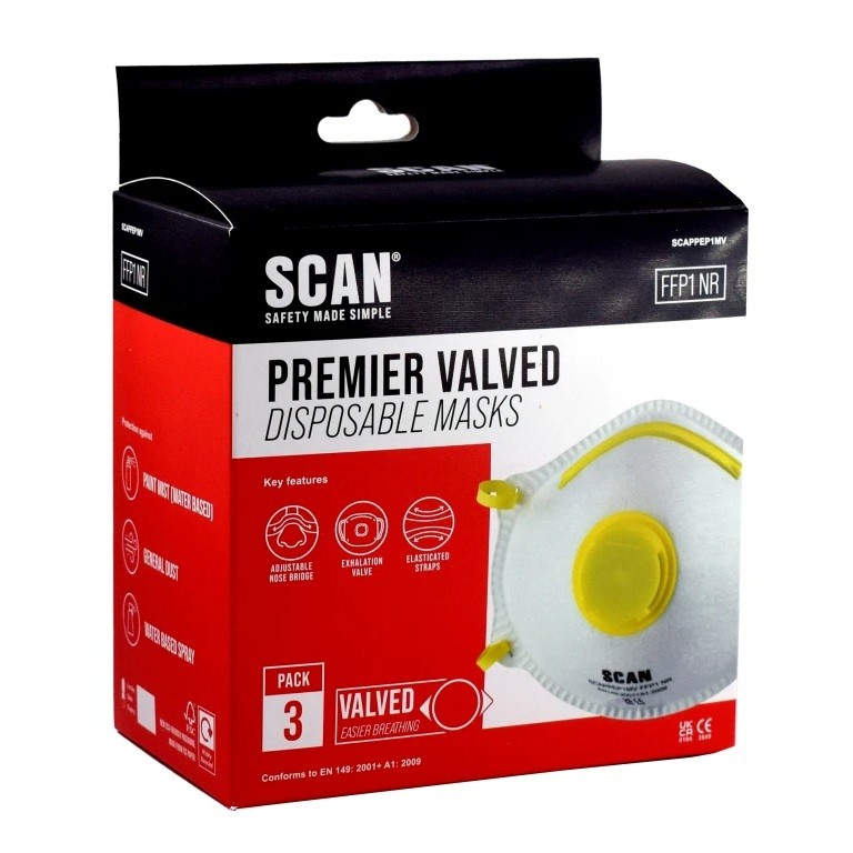 Scan Moulded Disposable Mask Valved FFP1 Protection (Pack 3)