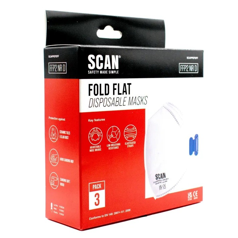 Scan Fold Flat Disposable Mask FFP2 Protection (Pack 3)