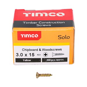 Timco Solo Chipboard & Woodscrews 3.0 x 15mm