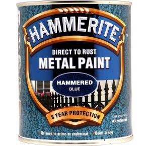 Hammerite Direct to Rust Hammered Metal Paint Blue 750ml