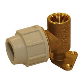 MDPE Pipe Brass Wall Plate Elbow 20mm